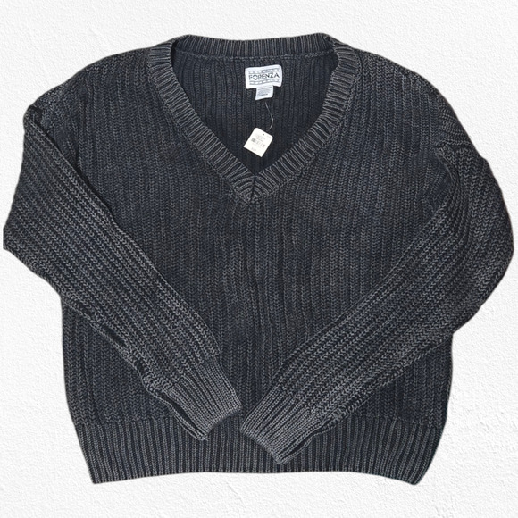 Forenza Victoria's Secret Gray V Neck Oversized Chunky Knit Sweater Size Small - Picture 2 of 11